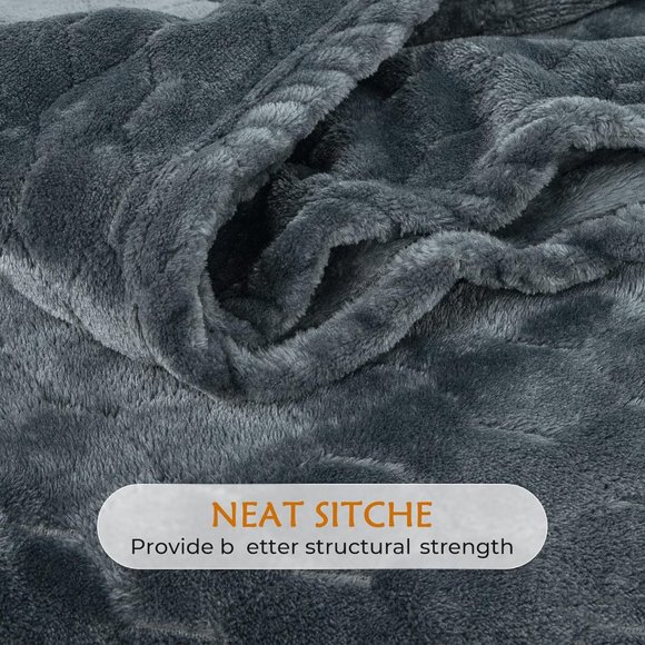 50" x 60" Grey Soft Fluffy Geometric Pattern Comfy Microfiber Flannel Blankets - Picture 5 of 6